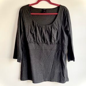 Ann Taylor Gathered Bust 3/4 Sleeve Knit Top Size XL